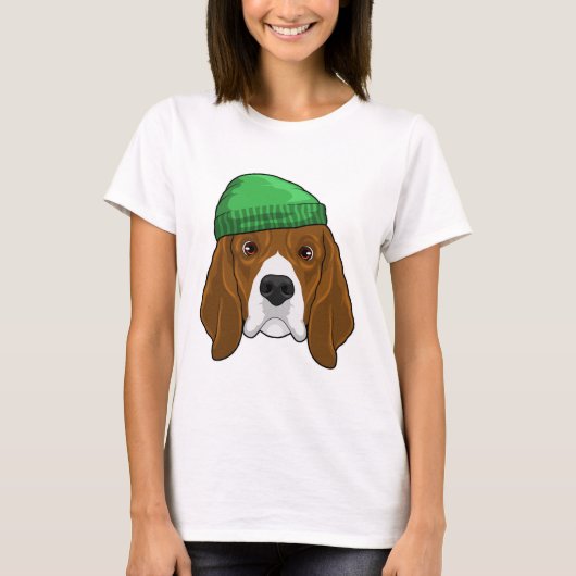 Dog met Beanie T-shirt (Voorkant)