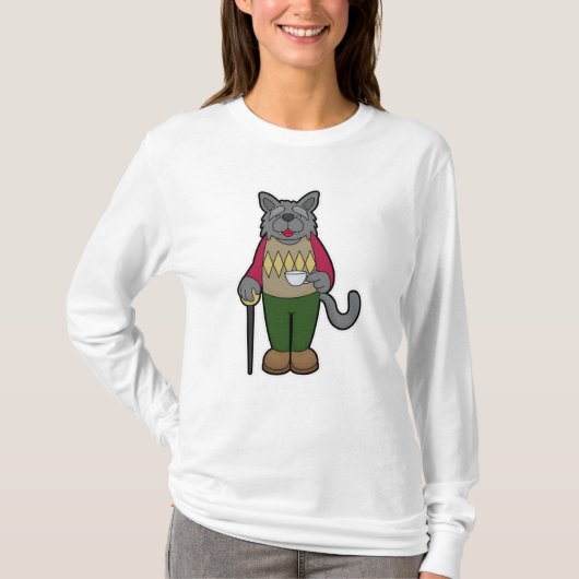 Dog met beker koffie t-shirt (Voorkant)