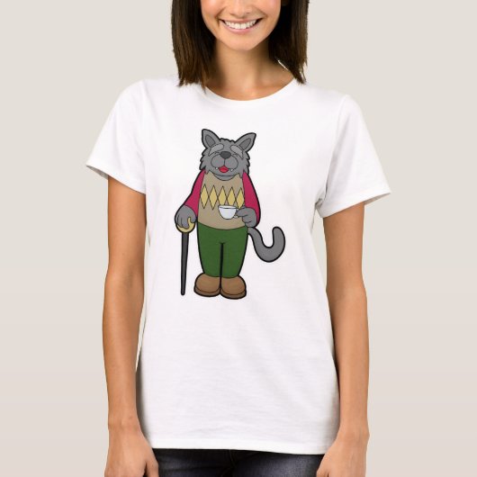 Dog met beker koffie t-shirt (Voorkant)
