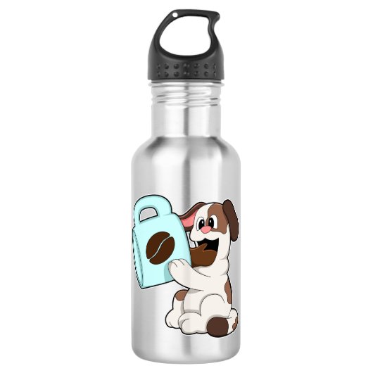 Dog met beker koffie waterfles  (Voorkant)