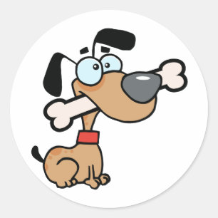 Dog met Big Bone in Mouth Ronde Sticker