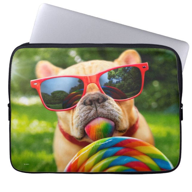 Dog met Big Lollipop Laptop Sleeve (Voorkant)