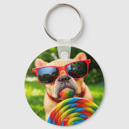 Dog met Big Lollipop Sleutelhanger (Voorkant)