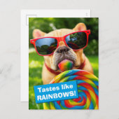 Dog met Big Lollipop Uitnodiging Briefkaart (Voorkant / Achterkant)