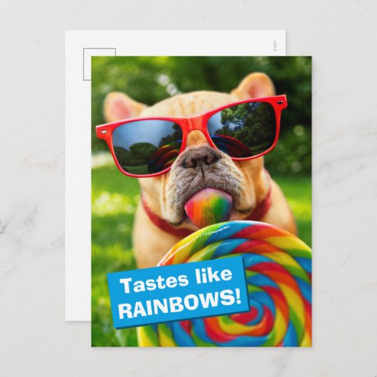 Dog met Big Lollipop Uitnodiging Briefkaart (Voorkant / Achterkant)