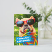 Dog met Big Lollipop Uitnodiging Briefkaart (Staand voorkant)