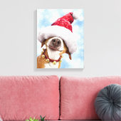 Dog met Big Santa Hat Canvas Afdruk (Insitu (Woonkamer))