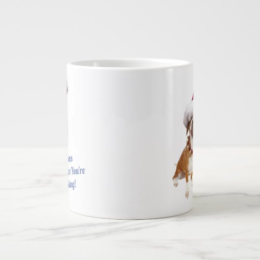 Dog met Big Santa Hat Grote Koffiekop (Voorkant)