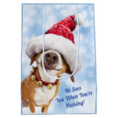Dog met Big Santa Hat Medium Cadeauzakje (Achterkant)