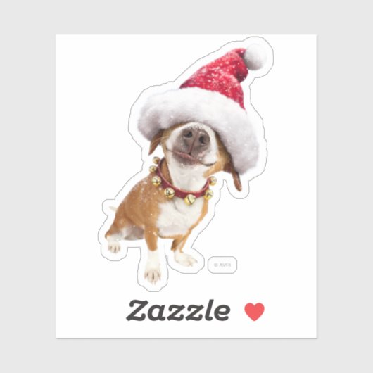Dog met Big Santa Hat Sticker (Vel)