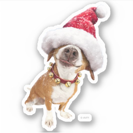 Dog met Big Santa Hat Sticker (Voorkant)
