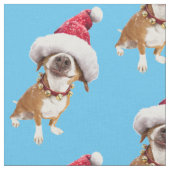 Dog met Big Santa Hat Stof (Close Up)