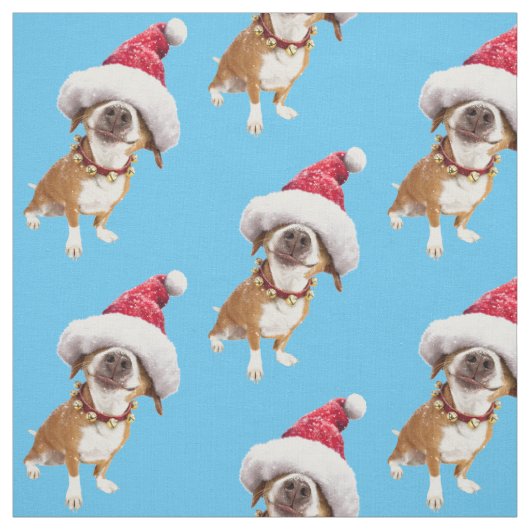 Dog met Big Santa Hat Stof (Swatch)