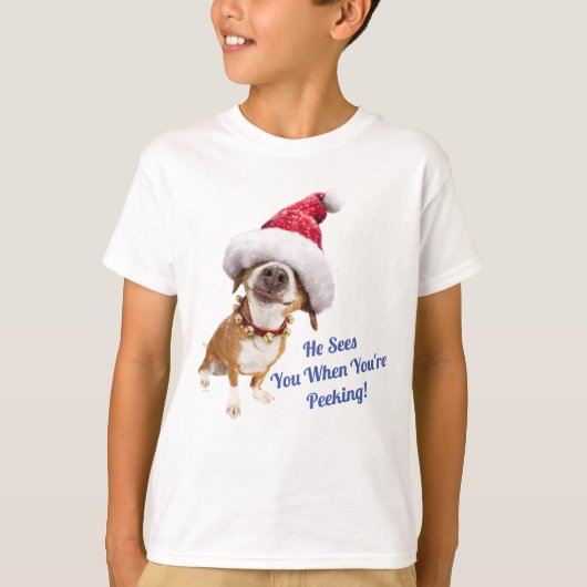 Dog met Big Santa Hat T-shirt (Voorkant)