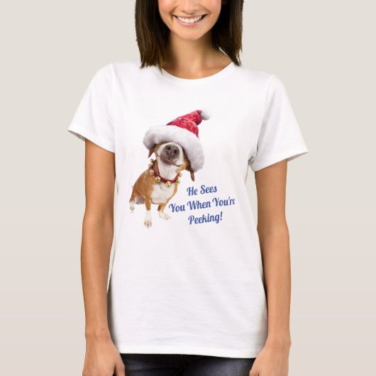 Dog met Big Santa Hat T-shirt (Voorkant)