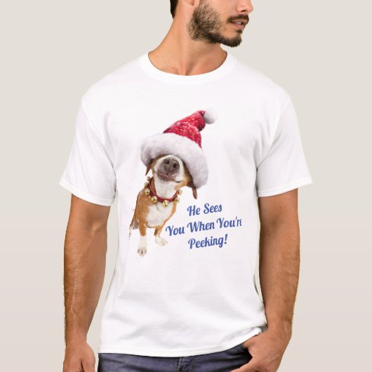 Dog met Big Santa Hat T-shirt (Voorkant)