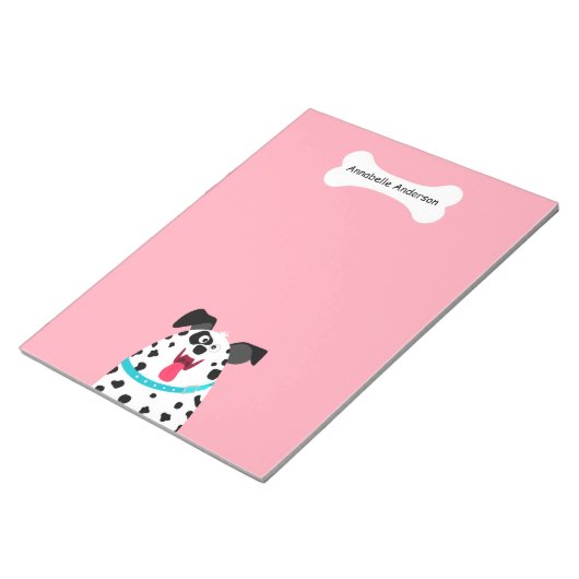 Dog met bot personaliseren notitieblok (Schuin)