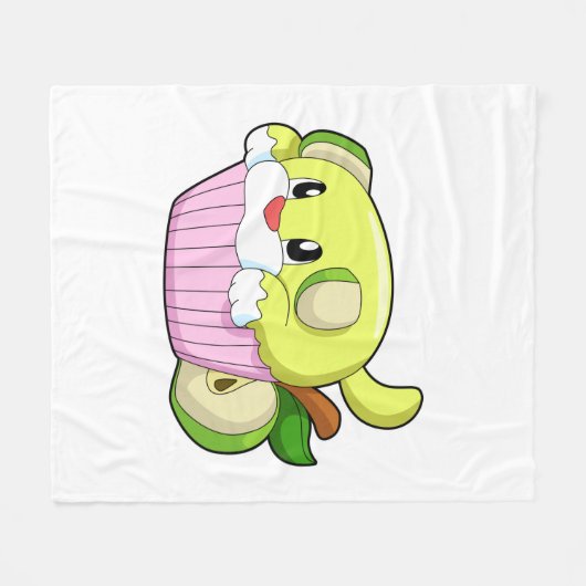 Dog met Cake Fleece Deken (Voorkant (Horizontaal))