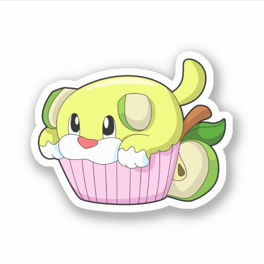 Dog met Cake Sticker (Voorkant)