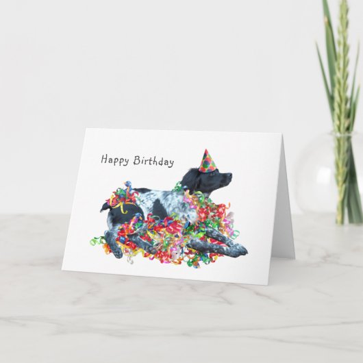 Dog met Curly Ribbons Birthday Card Kaart (Voorkant)
