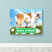 Dog met Dandelion Canvas Afdruk (Insitu (Houten vloer))