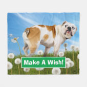 Dog met Dandelion Fleece Deken (Voorkant (Horizontaal))