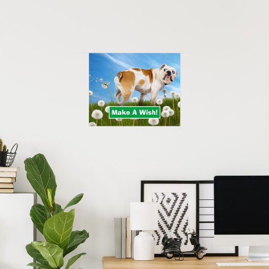 Dog met Dandelion Poster (Thuiskantoor)