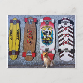 Dog met de muurschildering van het skateboard van briefkaart