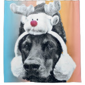 Dog met een rendierlijk Pet Douchegordijn (Voorkant)