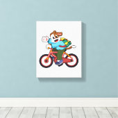 Dog met fiets canvas afdruk (Insitu (Houten vloer))