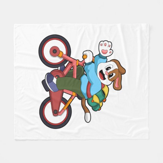 Dog met fiets fleece deken (Voorkant (Horizontaal))