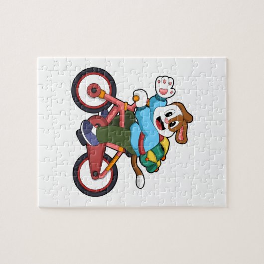 Dog met fiets legpuzzel (Horizontaal)