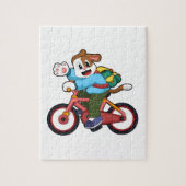 Dog met fiets legpuzzel (Verticaal)