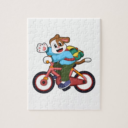 Dog met fiets legpuzzel (Verticaal)
