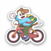 Dog met fiets sticker (Voorkant)