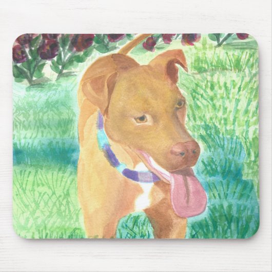 Dog met Frisbee en Rozen Muismat (Voorkant)