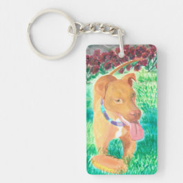 Dog met Frisbee en Rozen Sleutelhanger