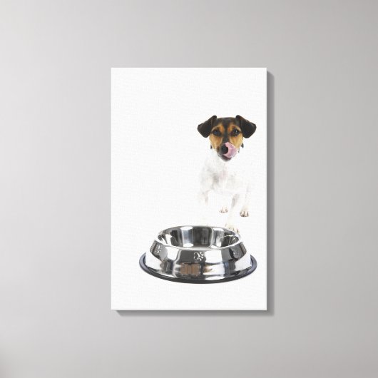 Dog met grote Bowl Canvas Afdruk (Voorkant)