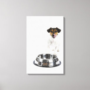Dog met grote Bowl Canvas Afdruk