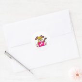 Dog met laptop ronde sticker (Envelop)