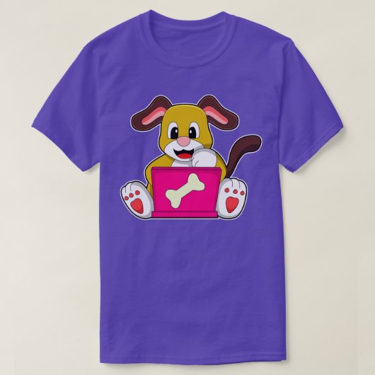 Dog met laptop t-shirt (Design voorkant)