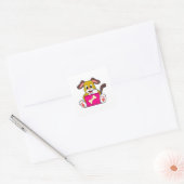 Dog met laptop vierkante sticker (Envelop)