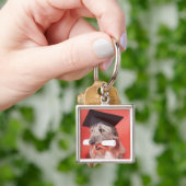 Dog met mortarboard en diploma sleutelhanger (Hand)