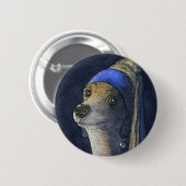 Dog met pareloorring ronde button 5,7 cm (Voorkant /achterkant)