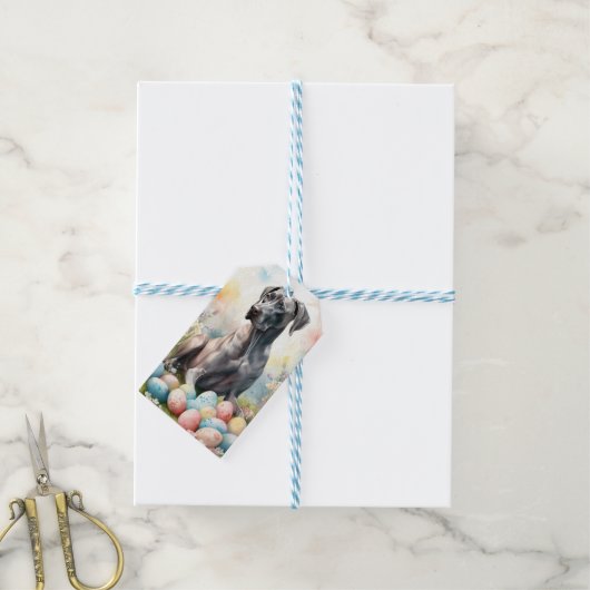 Dog met Pasen Eieren Cadeaulabel (Met Touw)