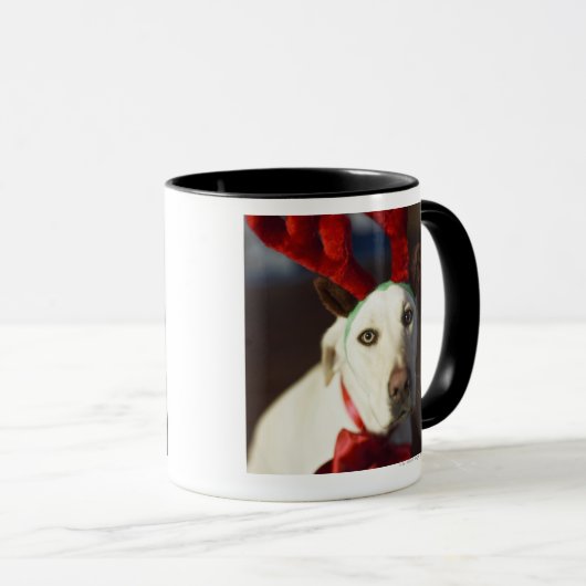 Dog met rendierantaarns mok (Voorkant rechts)
