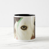 Dog met rendierantaarns tweekleurige koffiemok (Center)