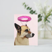 Dog met roze halo briefkaart (Staand voorkant)