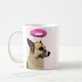 Dog met roze halo koffiemok (Links)