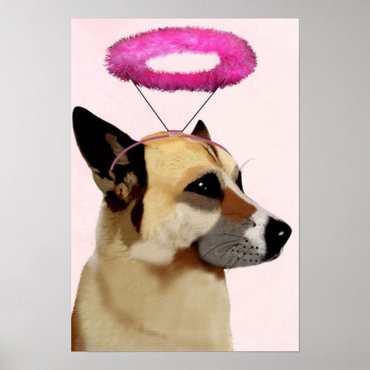 Dog met roze halo poster (Voorkant)